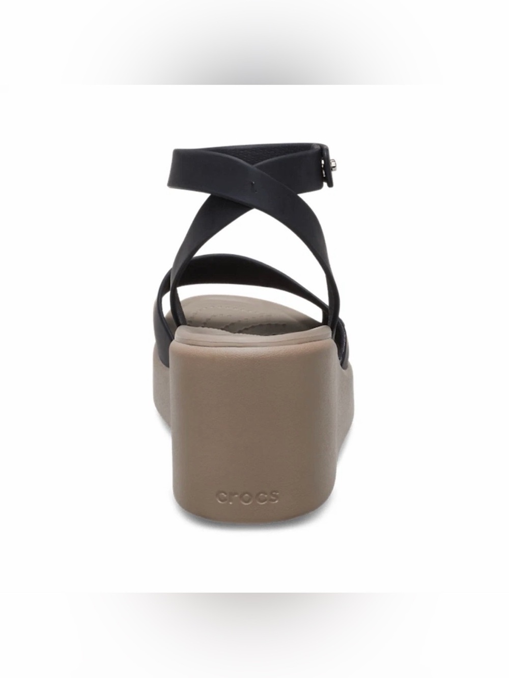 Crocs Brooklyn Ankle Strap Wedge Sandal Black Tan Women Size 11 NEW Summer - Picture 4 of 16